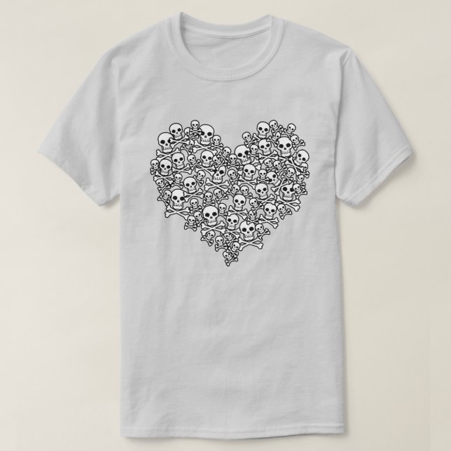 T-Shirt à contour de cœur de crâne (Design devant)