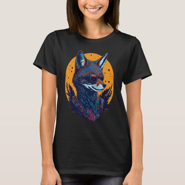 T-shirt A Cool Canine in Shades Retro Graphic  Cute Coyott (Devant)