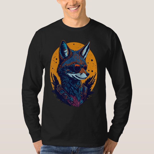 T-shirt A Cool Canine in Shades Retro Graphic  Cute Coyott (Devant)