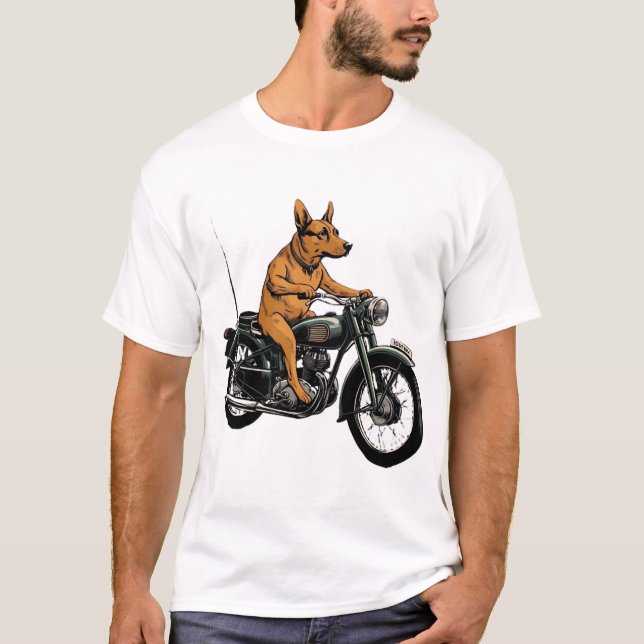 T-shirt A Cool Dog Riding a Motorcycle (Devant)