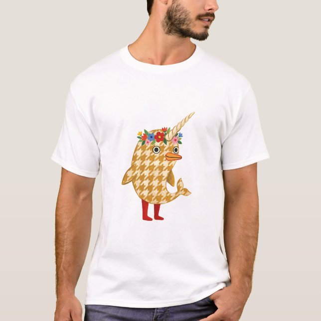 T-shirt à couronne de fleurs de narval (Devant)