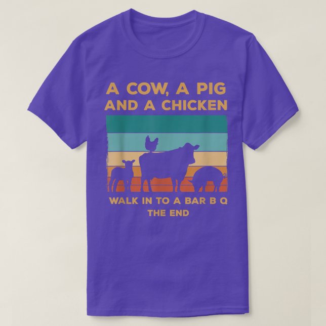 T-shirt A Cow A Pig And A Chicken Walk Into A BBQ Foodies  (Design devant)