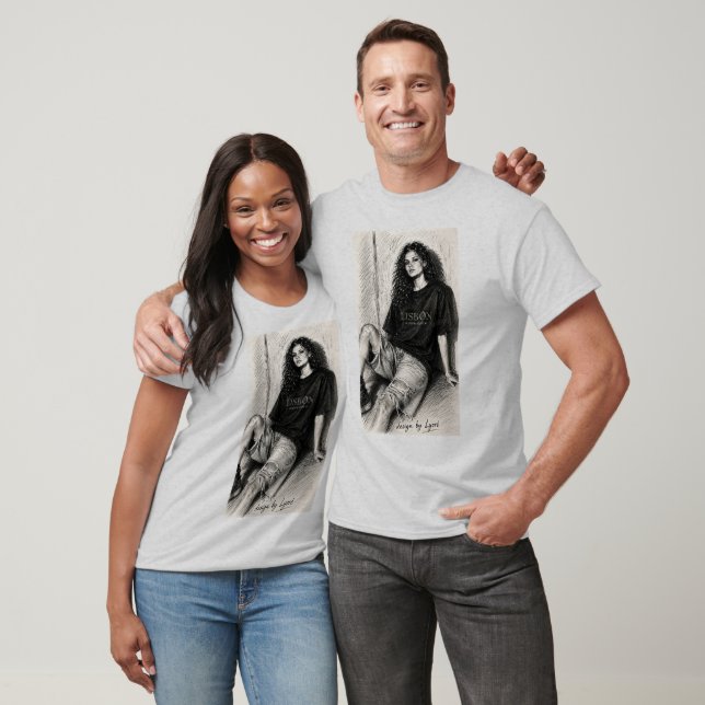 T-Shirt à croquis de mode noir et blanc (Unisexe)