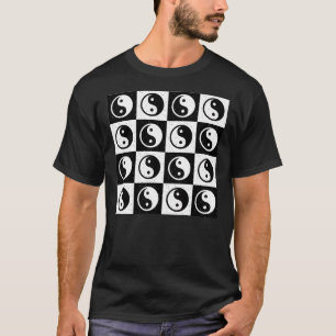 T-shirt À damiers blanc noir Yin-yang Zen Block Imprimer