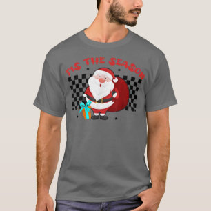 T-shirt à damiers C'Est La Saison Le Père Noël Drôle Noël