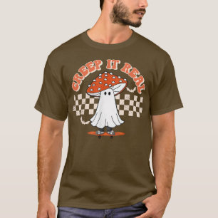T-shirt à damiers Champignons Ghost Creep It Real Funny Ha
