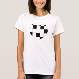T-shirt à damiers Coeur noir et blanc