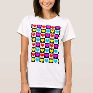 T-shirt à damiers Coeurs colorés Motif