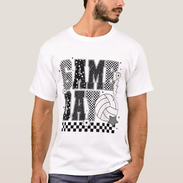 T-shirt À damiers de volley-ball (Devant)