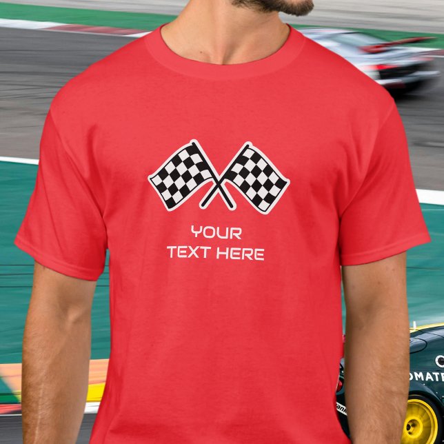T-shirt à damiers Drapeau Voiture Course Rouge (Créateur téléchargé)