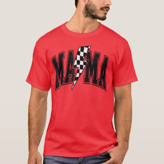 T-shirt à damiers Mama Éclair Boulon Fête des mères Mère b