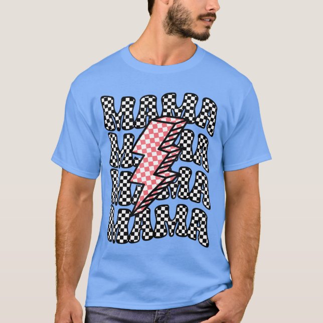 T-shirt à damiers Mama Racing Anniversaire Course Pit Crew (Devant)