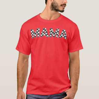T-shirt à damiers race Mama White Black Checkboard Femmes