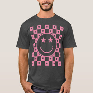 T-shirt à damiers Visage souriant drôle