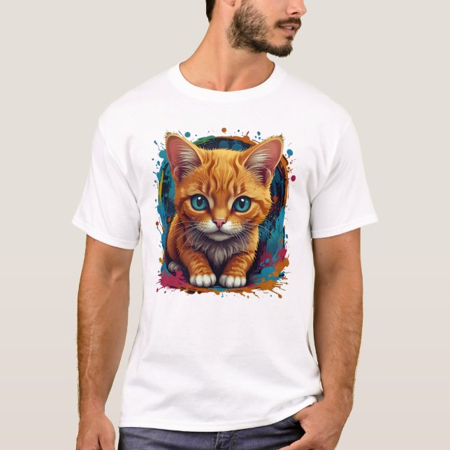 T-shirt à design esthétique avec un chat noir ador (Devant)