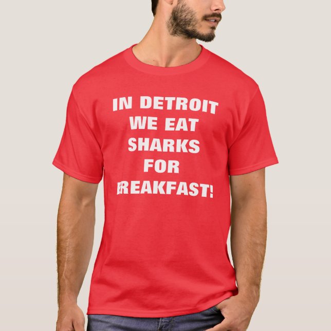 T-SHIRT À DETROIT NOUS MANGEONS DES REQUINS POUR LE PETIT (Devant)