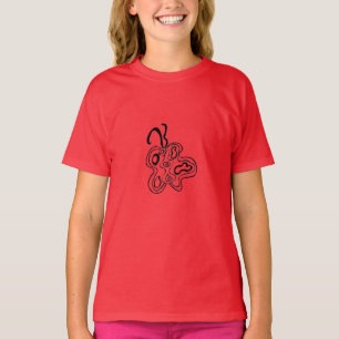 T-shirt à doodle rouge Flutterfly B&W