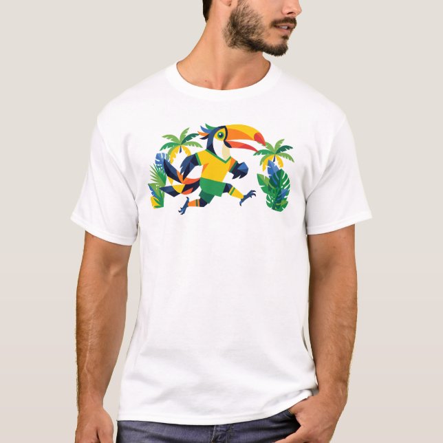 T-shirt à encolure américaine avec mascotte de foo (Devant)
