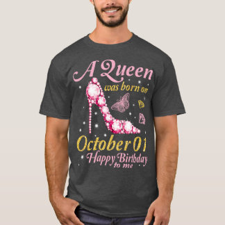 T-shirt A Est Né Le 01 Octobre Joyeux Anniversaire Pour Mo