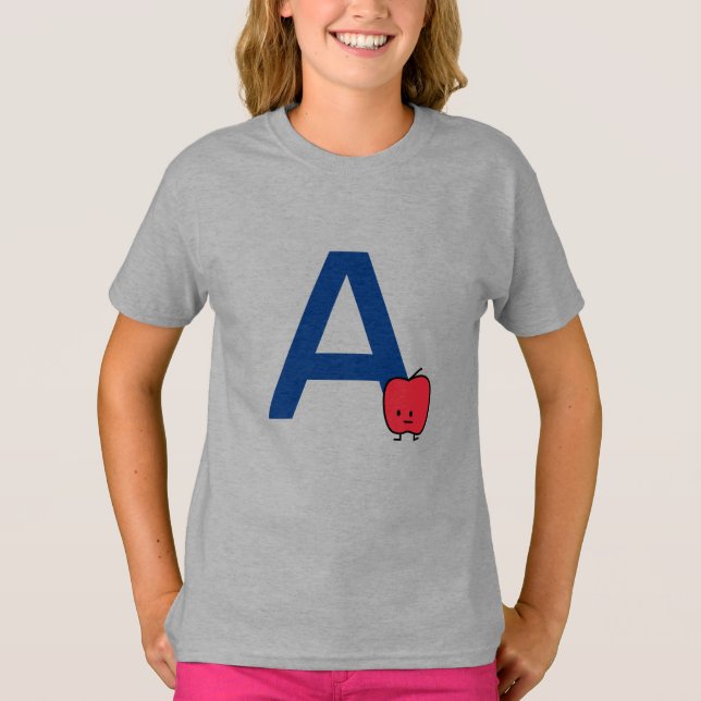 T-shirt A est pour Apple alphabet abc lettre apprendre mig (Devant)