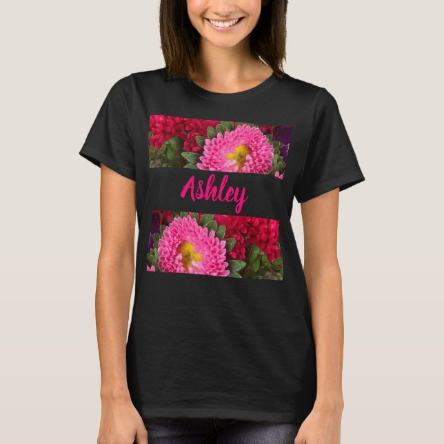 T-shirt à fleurs florales tendance rose et rouge (Devant)