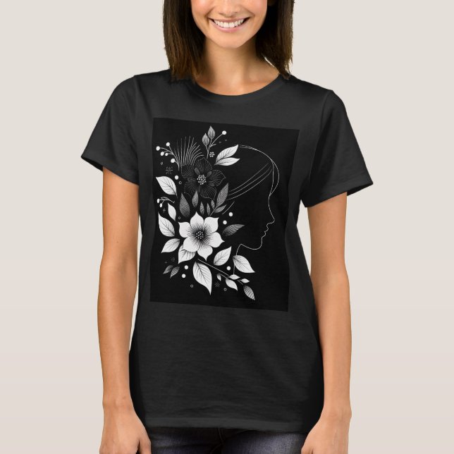 T-shirt à fleurs minimaliste (Devant)