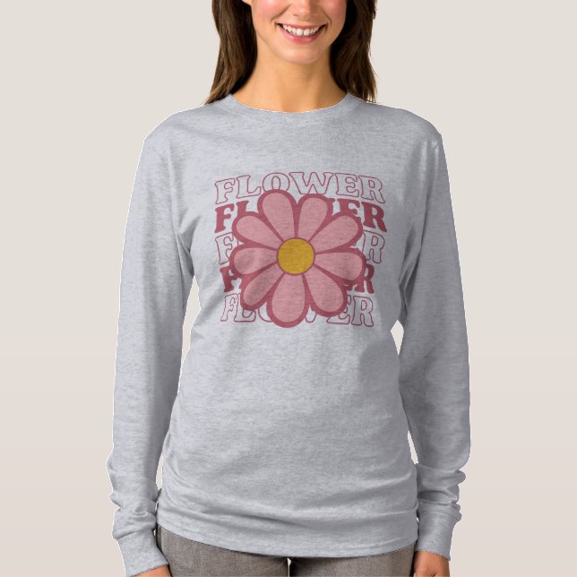 T-shirt à fleurs rétro - Vintage rose pâle (Devant)