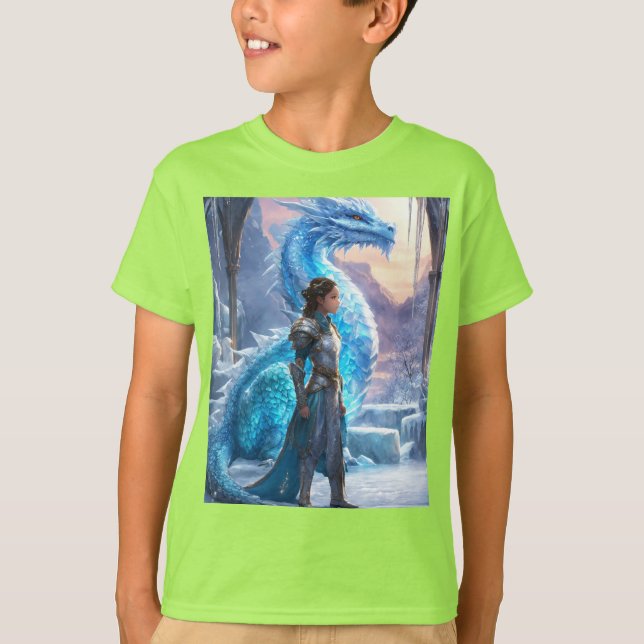 T-shirt "A Frozen Bond : The Silver Warrior and Her Dragon (Devant)