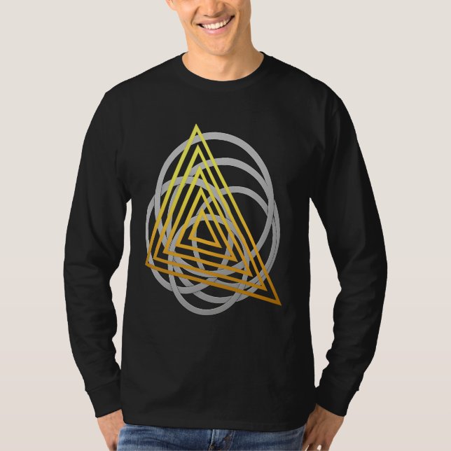 T-shirt à fusion géométrique argent et or | Ab mod (Devant)