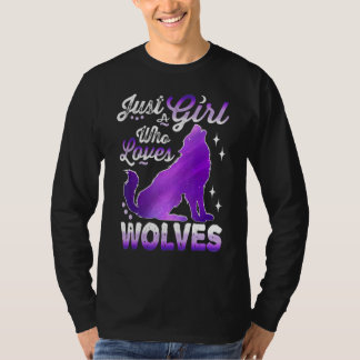 T-shirt a girl who loves wolves 4