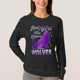 T-shirt a girl who loves wolves 4