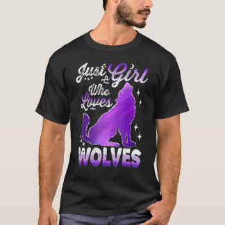 T-shirt a girl who loves wolves 4