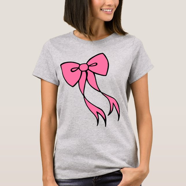 T-Shirt à grand nœud rose (Devant)