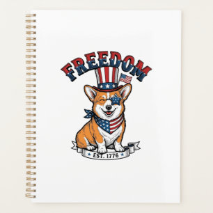 T-Shirt à gravure vintage Corgi patriotique de lib
