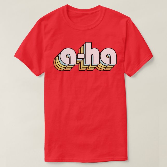 T-shirt A ha Retro Typographie Arc-en-ciel (Design devant)
