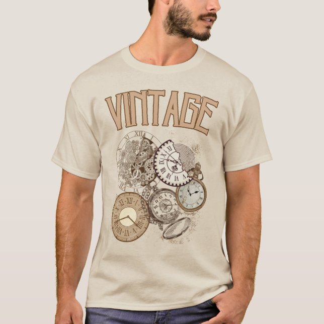 T-shirt à horloge vintage (Devant)