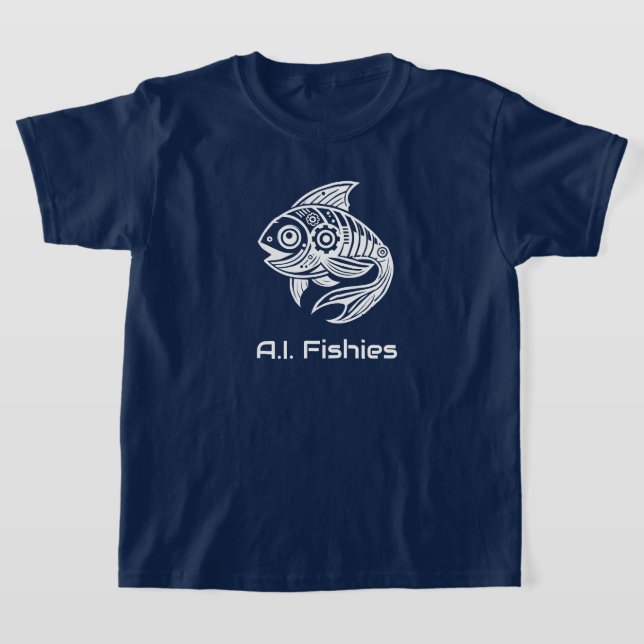 T-shirt A.I. Fishies [Texte modifiable] Chemise blanche (Poser)