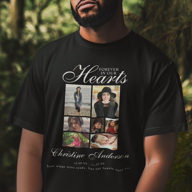 T-shirt À jamais dans nos cœurs | Mémorial de collage de p (Créateur téléchargé)