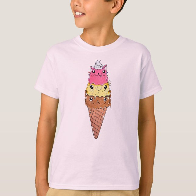 T-shirt à la crème glacée animale mignonne Cone (Devant)