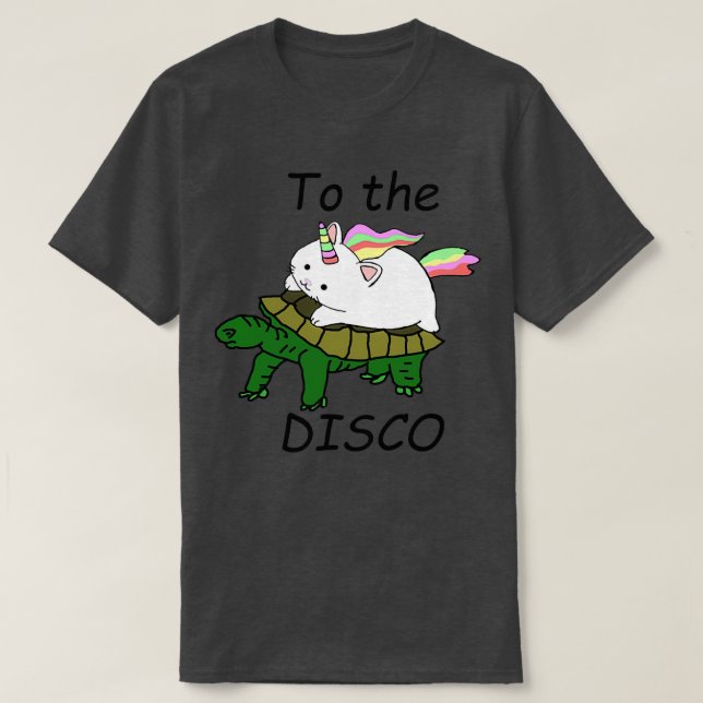 T-shirt À la discothèque Caticorn balade tortue (Design devant)