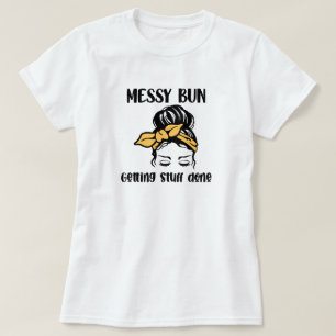 T-Shirt à la façon des cheveux Messy Bun