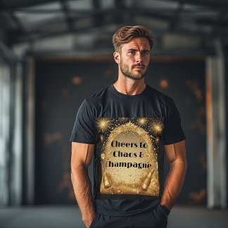T-shirt À la pagaille et au champagne Nouvel An Feux d'art
