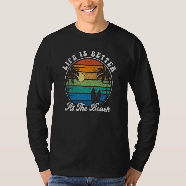 T-shirt À la plage 70s Retro Planche de surf Surfing (Devant)