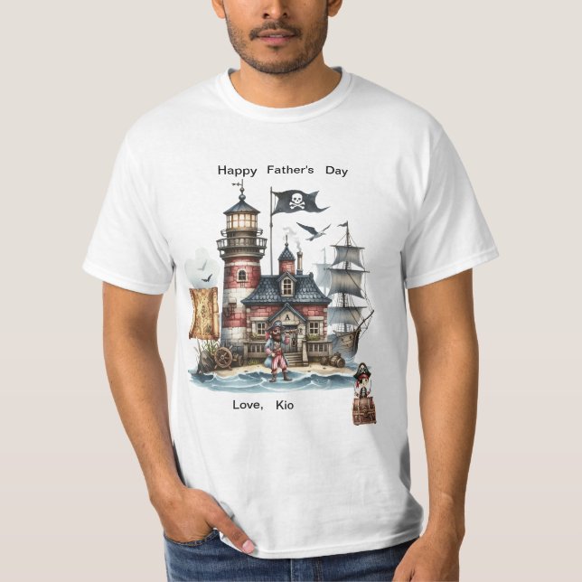T-shirt À la recherche de trésor, Fête des pères heureuse (Devant)