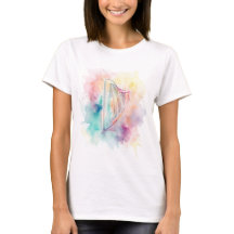 T-shirt à l'aquarelle de harpe