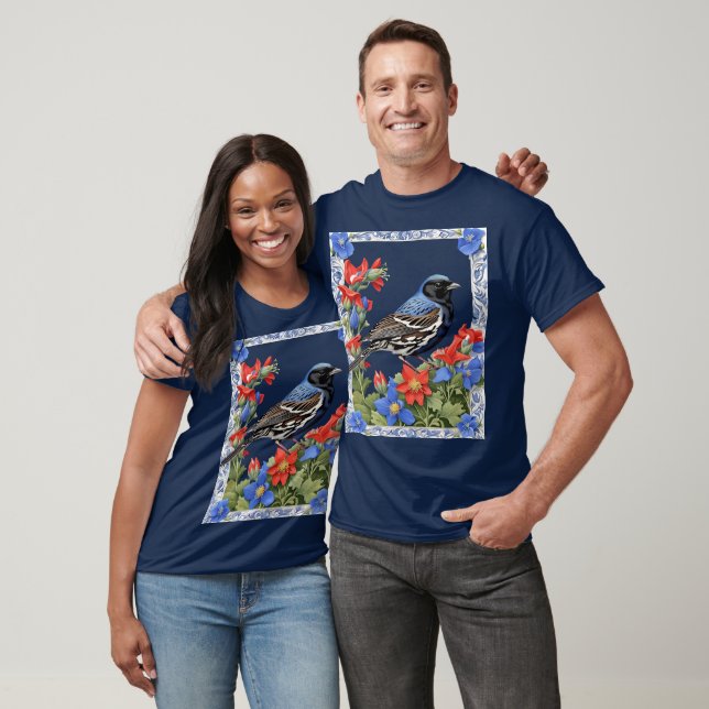 T-shirt A Lark Bunting Surrounded by Colorado Columbine (Unisexe)