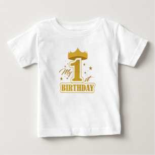 t-shirt à lettre dorée pour le premier anniversair