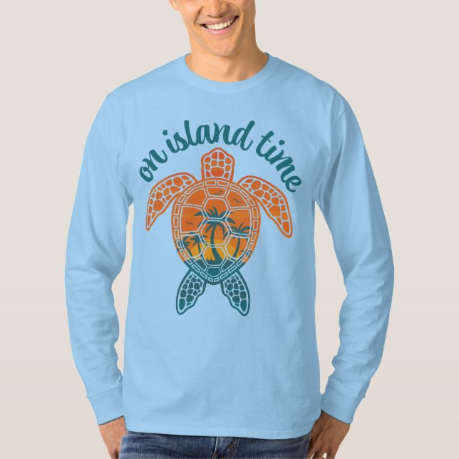 T-shirt À l'heure de l'île Conception de tortues de mer co (Devant)