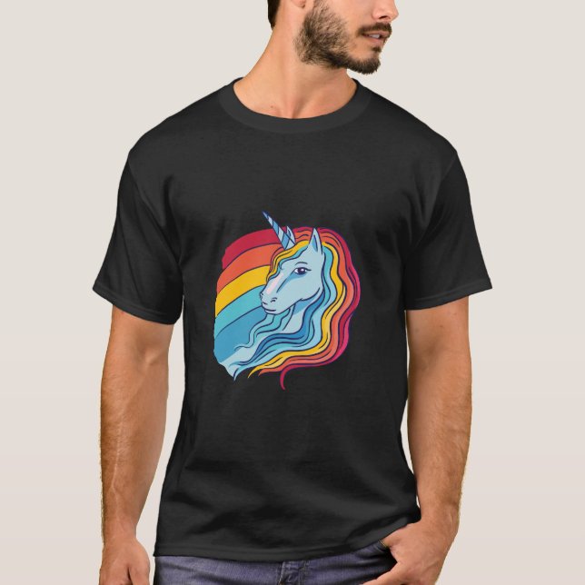 T-Shirt à licorne arc-en-ciel (Devant)