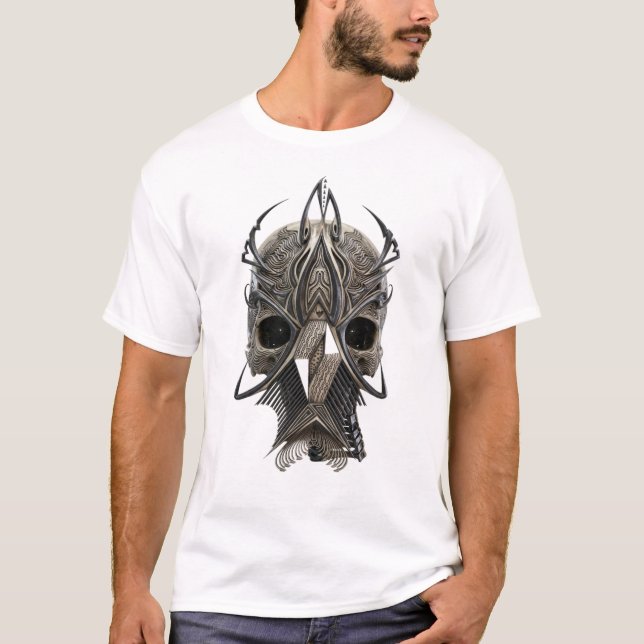 T-Shirt à l'impression de crâne tribal gothique (Devant)